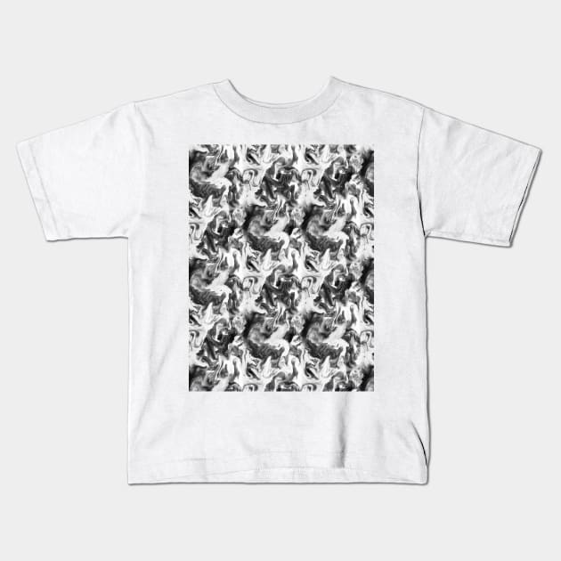 Water ripples black and white Kids T-Shirt by Remotextiles